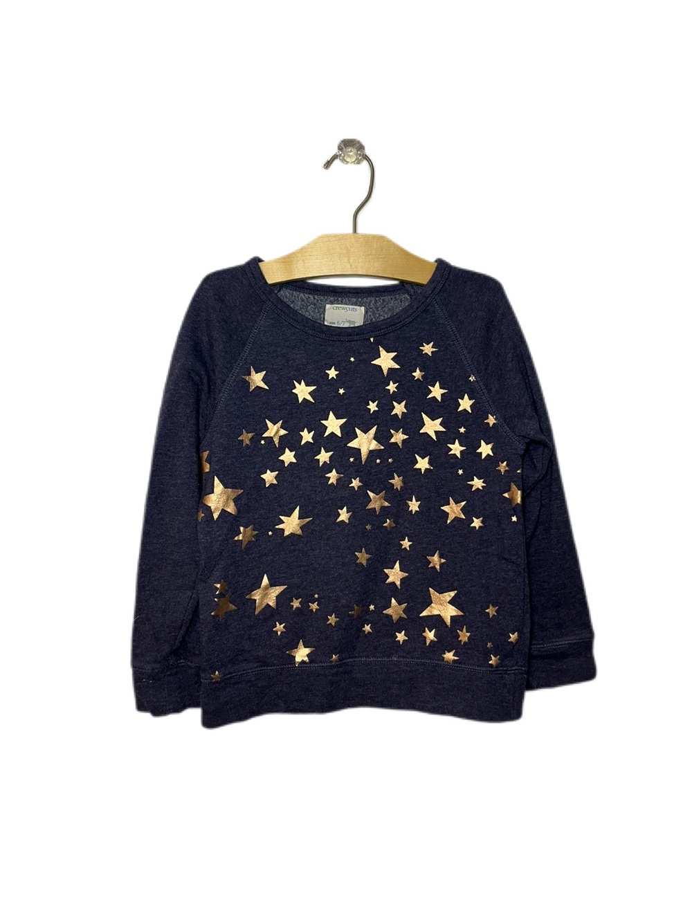 Crewcuts Girls Size 6 / 7 Metallic Stars Blue Sweatshirt
